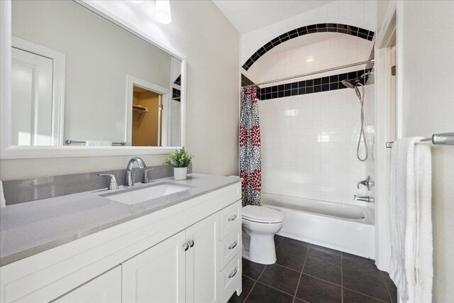 3207 Crystal Falls Pkwy, Leander, TX 78641 - full bath with vanity, shower / tub combo with curtain, and tile patterned floors