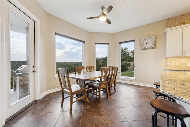3207 Crystal Falls Pkwy, Leander, TX 78641 - dining space featuring ceiling fan and baseboards