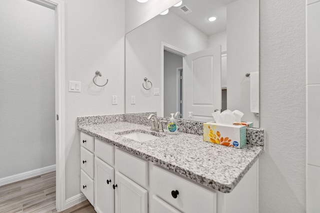 127 Tom Kite Dr, Burnet, TX 78611 - bathroom featuring vanity and wood finished floors