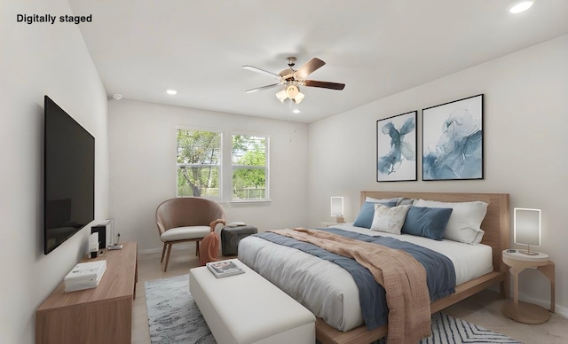 127 Tom Kite Dr, Burnet, TX 78611 - bedroom featuring recessed lighting and a ceiling fan