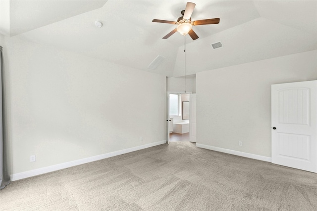 2309 Lone Spur Cv, Round Rock, TX 78665 - carpeted spare room with a ceiling fan, lofted ceiling, and a smoke detector