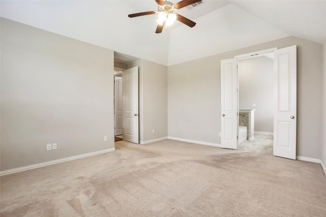 1821 Cherry Glade Trl, Georgetown, TX 78628 - unfurnished bedroom featuring lofted ceiling, light carpet, and ceiling fan