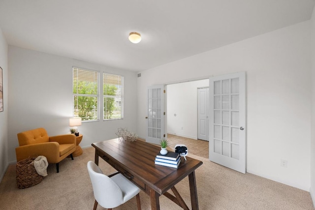 1267 Sanders, Kyle, TX 78640 - office area featuring light carpet and french doors