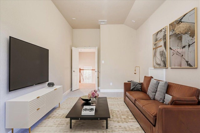 8024 Levata Dr, Austin, TX 78739 - living area with lofted ceiling and baseboards