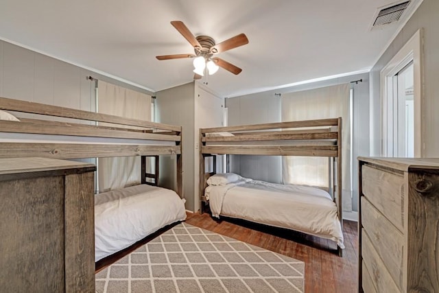 3508 Moulton Rd, Gonzales, TX 78629 - bedroom with wood finished floors and ceiling fan