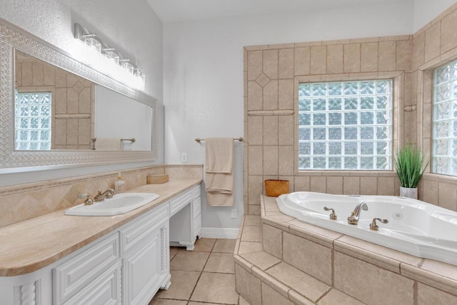 1130 Whispering Water, Spring Branch, TX 78070 - full bath with vanity, a whirlpool tub, and tile patterned floors