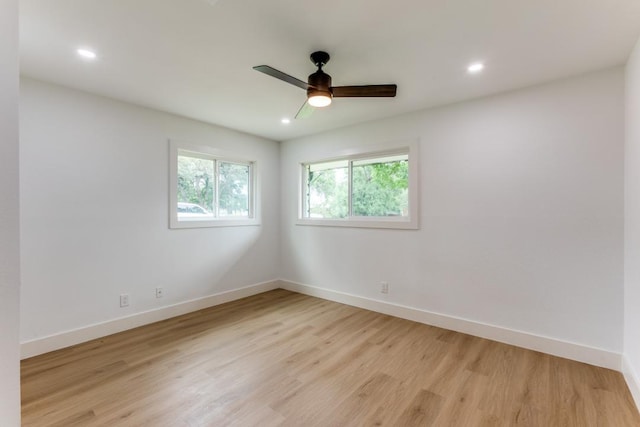 606 Lilac Dr, Round Rock, TX 78664 - unfurnished room with light wood-style floors, recessed lighting, and ceiling fan