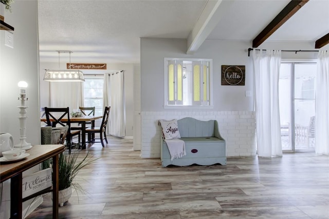 400 N Brazos St, Granger, TX 76530 - living area featuring beamed ceiling and wood finished floors
