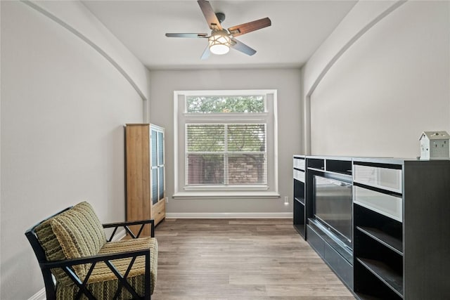3792 Turetella Dr, Round Rock, TX 78681 - living area with ceiling fan and light wood-style floors