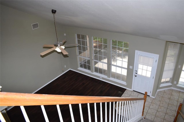 30007 Oakland Hills Dr, Georgetown, TX 78628 - entryway with ceiling fan, vaulted ceiling, and tile patterned flooring