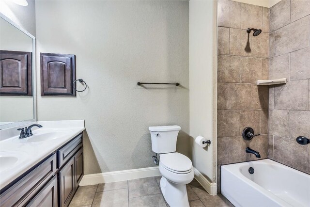 4108 Charbray Ct, Cedar Park, TX 78613 - bathroom featuring double vanity, shower / tub combination, and tile patterned flooring