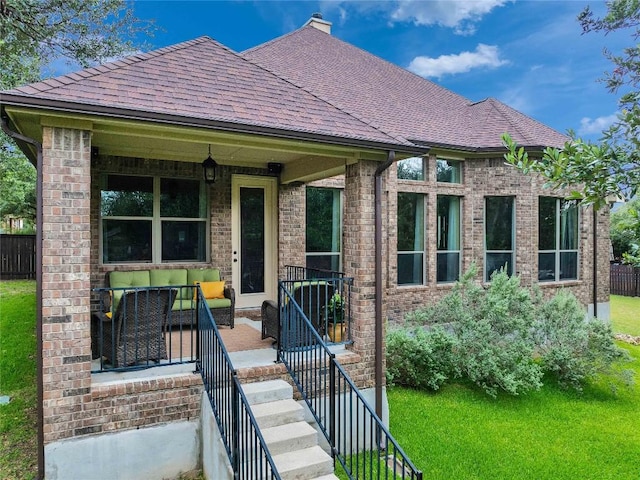 4108 Charbray Ct, Cedar Park, TX 78613 - view of front facade featuring brick siding, a shingled roof, and a chimney