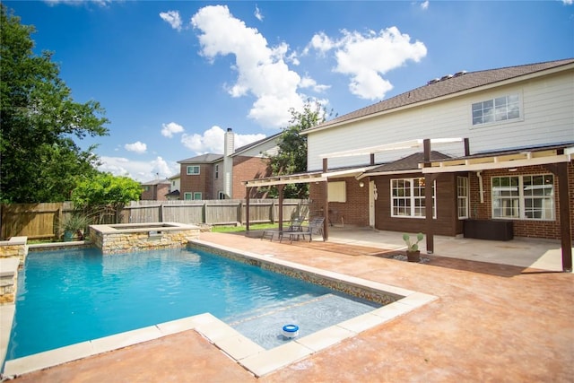 1112 Statler Bend Dr, Pflugerville, TX 78660 - view of pool featuring a pool with connected hot tub, a patio area, and a fenced backyard