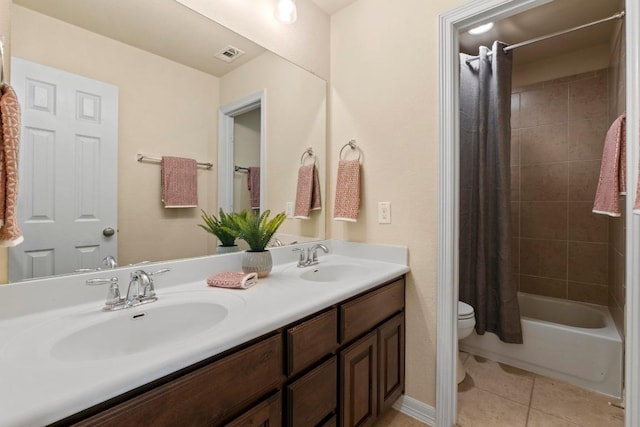 4013 Gloucester Dr, Cedar Park, TX 78613 - full bathroom with double vanity, tile patterned flooring, and shower / bath combination with curtain