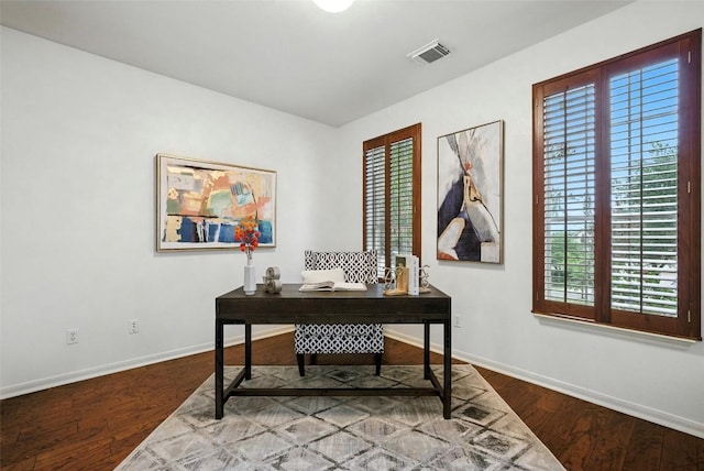 5704 Keli Ct, Austin, TX 78735 - office area featuring baseboards and wood finished floors