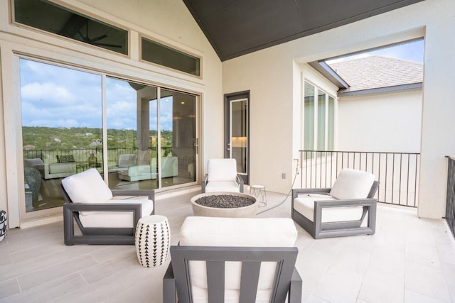 2220 Normandy Vw, Leander, TX 78641 - view of patio with an outdoor living space with a fire pit
