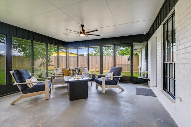 6569 Cutoff Rd, Round Top, TX 78940 - sunroom / solarium with an outdoor living space and ceiling fan