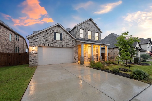 1535 Terrys Gate, New Braunfels, TX 78132 - view of front facade with brick siding, concrete driveway, and a porch