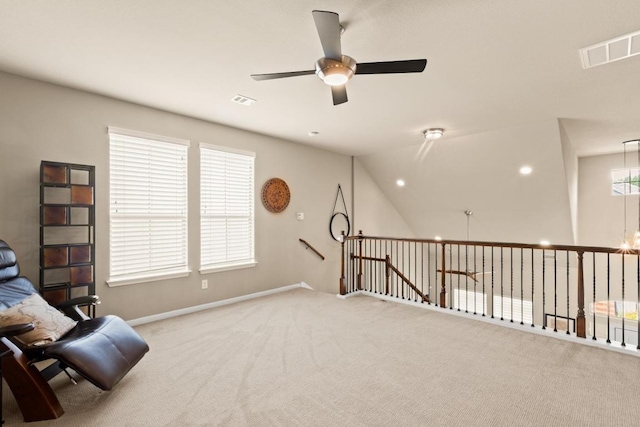 11400 W Parmer Ln Unit 75, Cedar Park, TX 78613 - sitting room with a ceiling fan, carpet flooring, recessed lighting, and vaulted ceiling