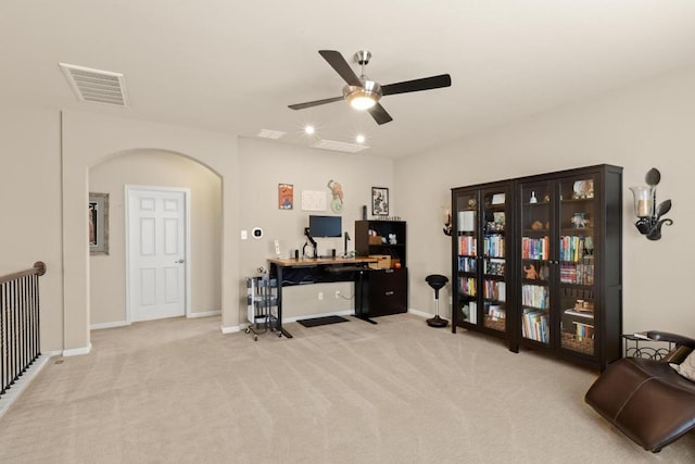 11400 W Parmer Ln Unit 75, Cedar Park, TX 78613 - carpeted home office featuring arched walkways and a ceiling fan