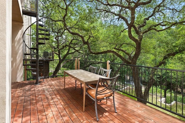8540 Adirondack Trl Unit 21, Austin, TX 78759 - wooden terrace with stairs and outdoor dining space