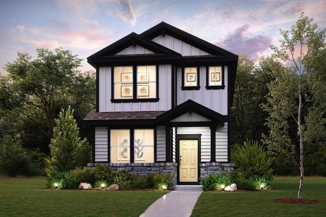 2026 Alice Jay Way, Round Rock, TX 78665 - craftsman-style home featuring a lawn, board and batten siding, and stone siding