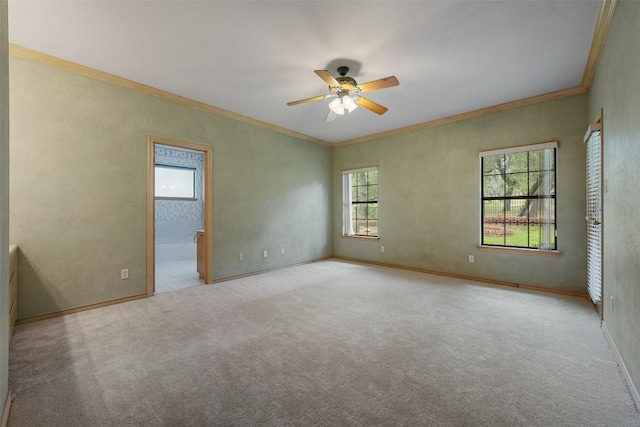 125 Long Wood Ave, Lakeway, TX 78734 - carpeted empty room with a ceiling fan and crown molding