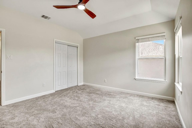 309 Camperdown Elm Dr, Austin, TX 78748 - unfurnished bedroom featuring carpet floors, a closet, lofted ceiling, and ceiling fan