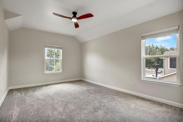 309 Camperdown Elm Dr, Austin, TX 78748 - empty room with ceiling fan, carpet flooring, and lofted ceiling