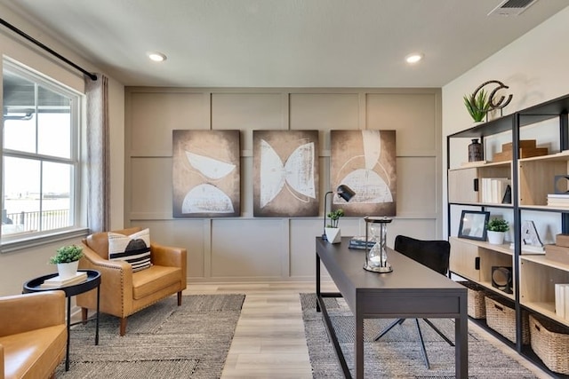 2420 Ekvall Dr, Round Rock, TX 78665 - office area with plenty of natural light, light wood-style floors, and recessed lighting