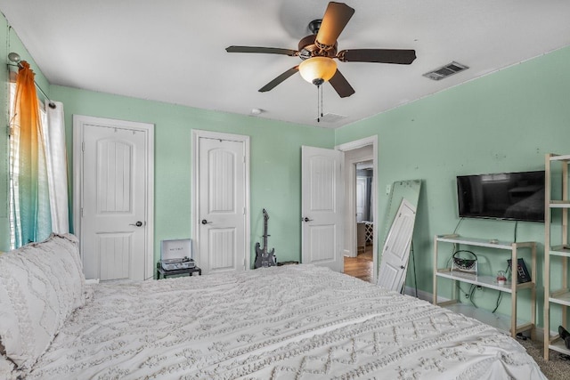 1231 Tumbleweed Trl, Temple, TX 76502 - bedroom with a ceiling fan and multiple closets