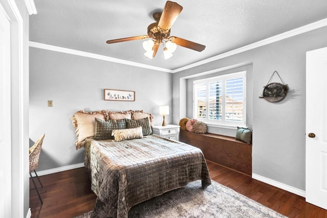 13517 Carlos Fifth Ct, Corpus Christi, TX 78418 - bedroom with crown molding, wood finished floors, and a ceiling fan