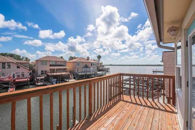 13517 Carlos Fifth Ct, Corpus Christi, TX 78418 - wooden terrace featuring a water view and a residential view