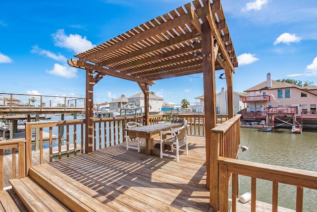 13517 Carlos Fifth Ct, Corpus Christi, TX 78418 - deck featuring a pergola and a water view