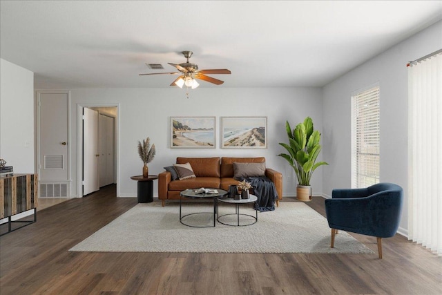114 Pecan Dr, Elgin, TX 78621 - living room with wood finished floors and ceiling fan