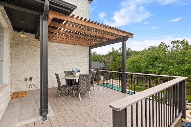 291 Torrington Dr, Austin, TX 78737 - wooden deck with a pergola and outdoor dining area