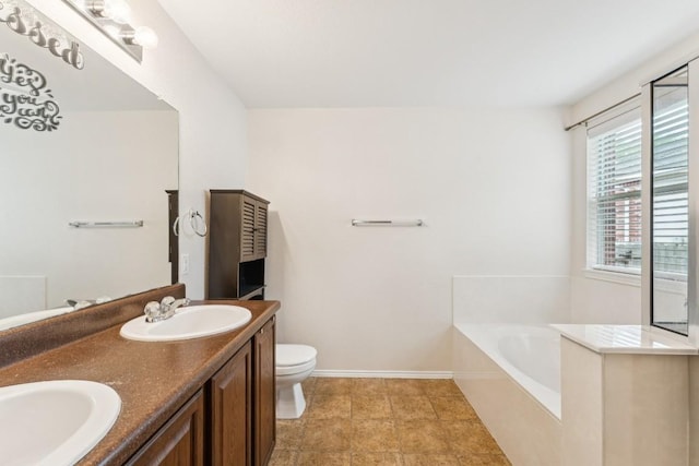 9004 Postvine Dr, Austin, TX 78724 - full bath with a garden tub, double vanity, and tile patterned flooring