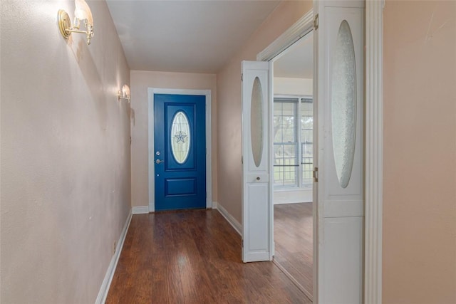 2981 Vivroux Ranch Rd, Seguin, TX 78155 - foyer with dark wood-style flooring and baseboards