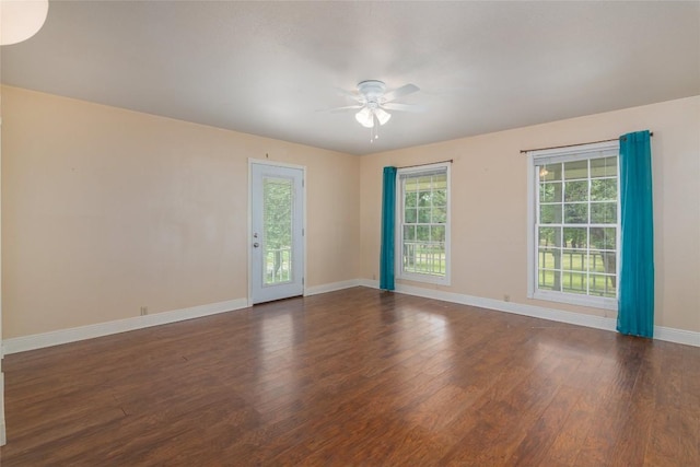 2981 Vivroux Ranch Rd, Seguin, TX 78155 - spare room with a ceiling fan and dark wood finished floors