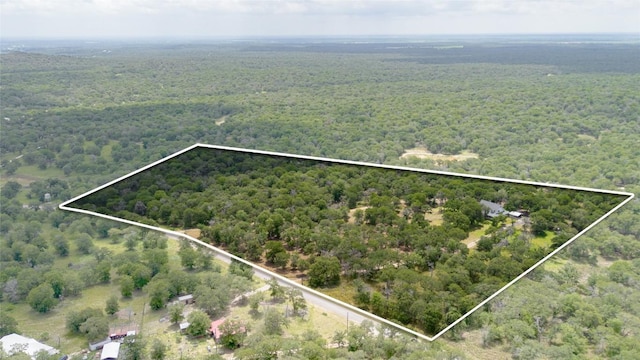 2981 Vivroux Ranch Rd, Seguin, TX 78155 - aerial overview of property's location featuring a forest and property parcel outlined