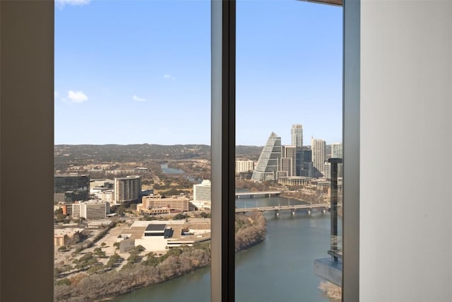 44 E Ave Unit 3801, Austin, TX 78701 - water view with nearby urban area and a notable bridge
