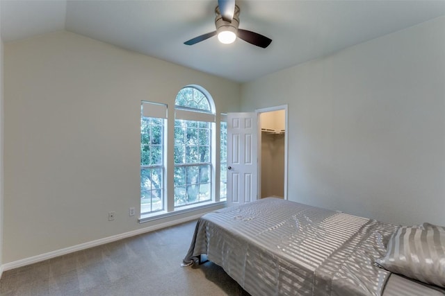 12816 Texas Sage Ct, Austin, TX 78732 - bedroom featuring carpet floors, ceiling fan, and vaulted ceiling