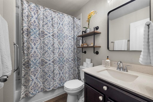 118 Craft St, Hutto, TX 78634 - bathroom featuring vanity, shower / bath combo with shower curtain, and wood finished floors