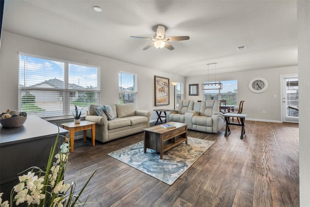 118 Craft St, Hutto, TX 78634 - living area featuring ceiling fan and wood finished floors