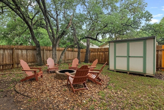 8406 Copano Dr, Austin, TX 78749 - fenced backyard featuring a fire pit and a shed