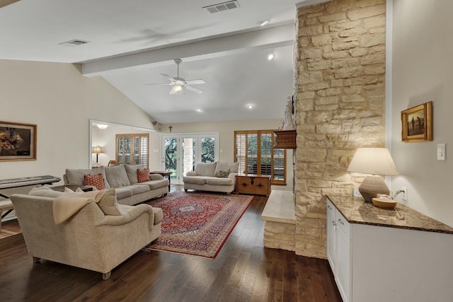 830 Palomino Ln, San Marcos, TX 78666 - living area featuring dark wood-type flooring and a ceiling fan