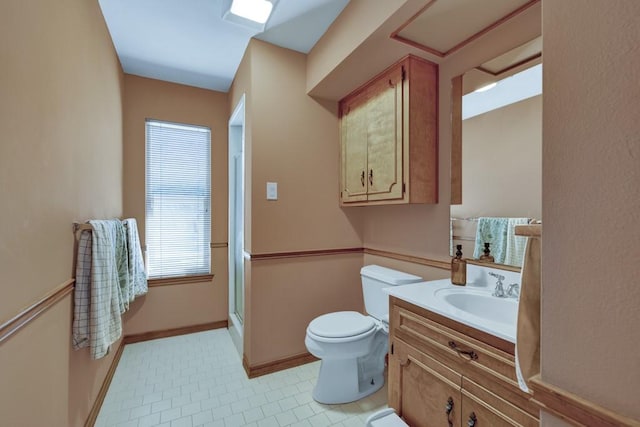 830 Palomino Ln, San Marcos, TX 78666 - bathroom with vanity, tile patterned floors, and an enclosed shower