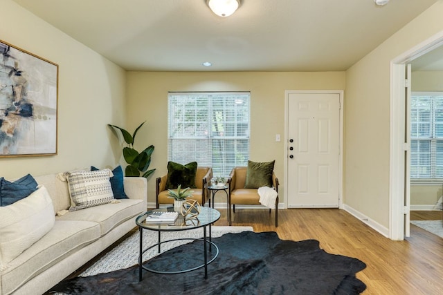 7685 Northcross Dr Unit 907, Austin, TX 78757 - living room featuring wood finished floors and plenty of natural light