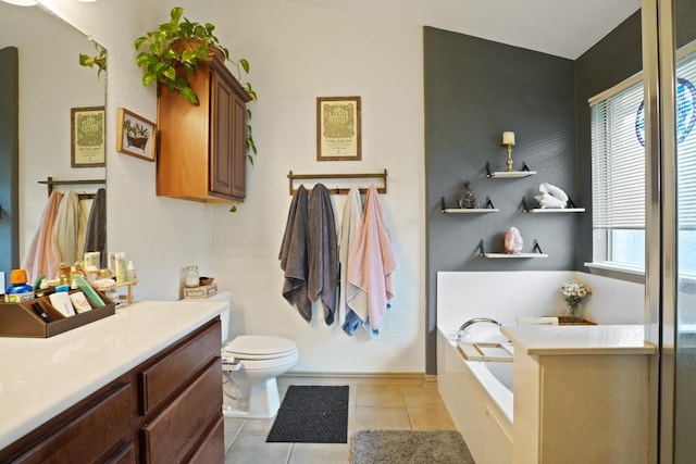 11012 Short Springs Dr, Austin, TX 78754 - bathroom with a bath, vanity, and tile patterned flooring