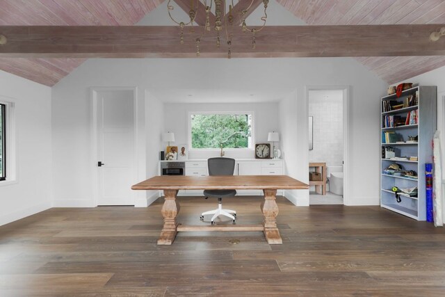 4100 Mcbrine Pl, Austin, TX 78746 - office space with a chandelier, wood ceiling, and wood finished floors
